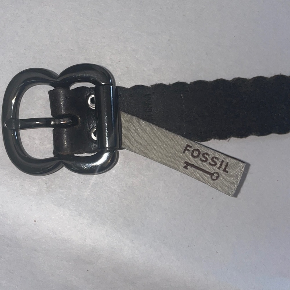 Dark brown leather fossil belt